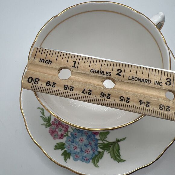 Vintage Royal Vale Pink/Blue Floral (Bone China) Tea Cup/Saucer England - Picture 6 of 7